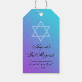 Teal Lila Star of David Bat mitzvah Presentetikett