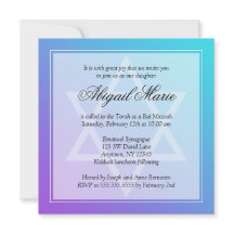 Teal Lila Star of David Bat mitzvah Square