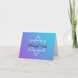 Teal Lila Star of David Bat mitzvah Tack Kort
