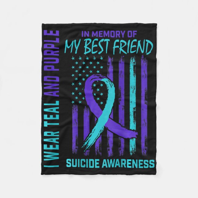 Teal Lila Suicide Awareness Flagga Best Friend Ck Fleecefilt (Framsidan)