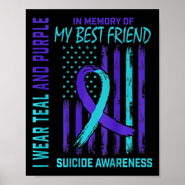 Teal Lila Suicide Awareness Flagga Best Friend Ck Poster (Framsidan)