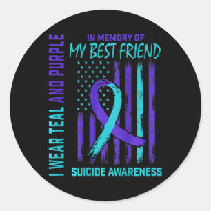Teal Lila Suicide Awareness Flagga Best Friend Ck Runt Klistermärke