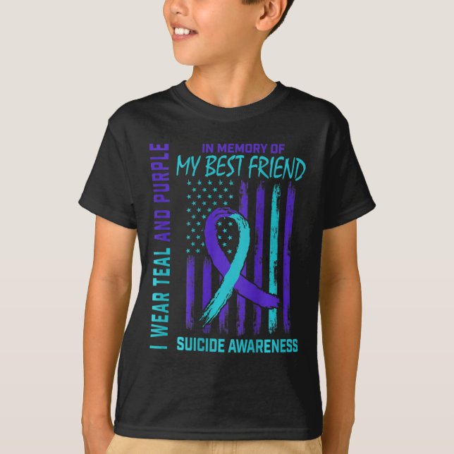 Teal Lila Suicide Awareness Flagga Best Friend Ck T Shirt (Framsida)