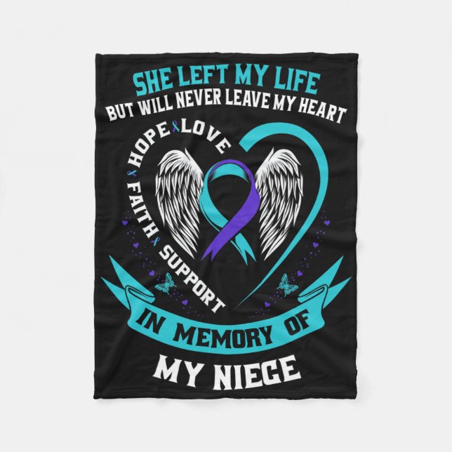 Teal Lila Suicide Awareness Ribbon Niece Memoria Fleecefilt (Framsidan)
