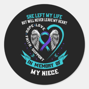 Teal Lila Suicide Awareness Ribbon Niece Memoria Runt Klistermärke
