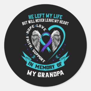 Teal Lila Suicide Awareness Shirt Grandpa Preven Runt Klistermärke
