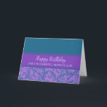 Teal Lila Swirls Sister in Law Birthday Card Kort<br><div class="desc">Söt och omtänksamt hälsningskort för syster på lagens födelsedag med teal- och lila-snurrar och handskriven stil-text.</div>