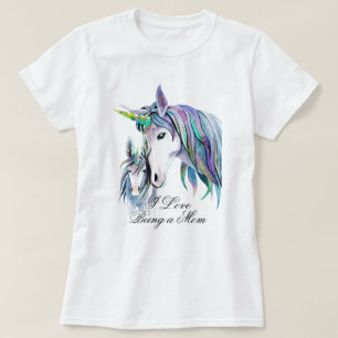 Teal Lila Unicorns Mor and Son T Shirt