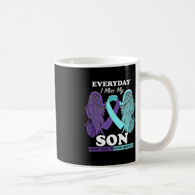 Teal Lila Vinge Miss Kärlek Son Suicide Prevention Kaffemugg (Höger)