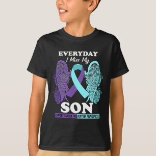 Teal Lila Vinge Miss Kärlek Son Suicide Prevention T Shirt