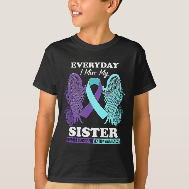 Teal Lila Vinge Miss Sister Suicide Prevention Aw T Shirt (Framsida)