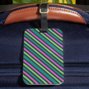Teal, Lime Green, Shock rosa Stripe ST-aylor Bagagebricka