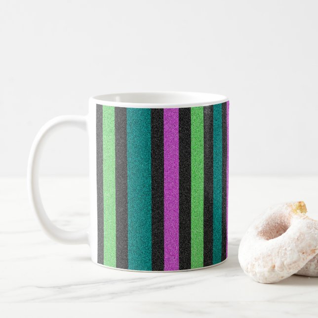 Teal, Lime Green, Shock rosa Stripe ST-aylor Kaffemugg (Med munk)