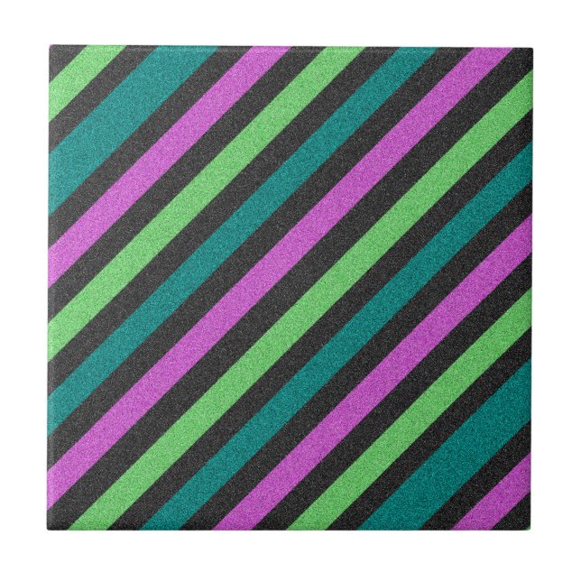 Teal, Lime Green, Shock rosa Stripe ST-aylor Kakelplatta (Framsidan)