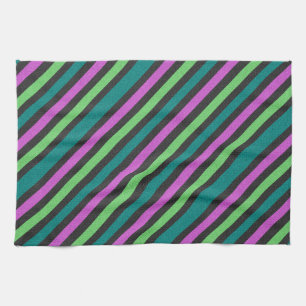 Teal, Lime Green, Shock rosa Stripe ST-aylor Kökshandduk