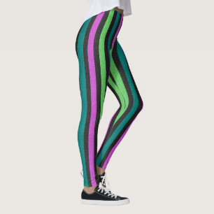 Teal, Lime Green, Shock rosa Stripe ST-aylor Leggings