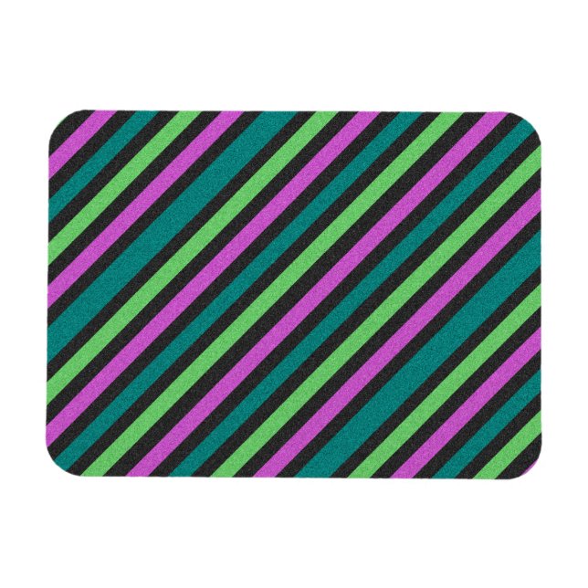 Teal, Lime Green, Shock rosa Stripe ST-aylor Magnet (Horisontell)