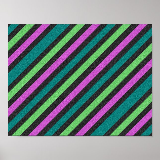 Teal, Lime Green, Shock rosa Stripe ST-aylor Poster (Framsidan)