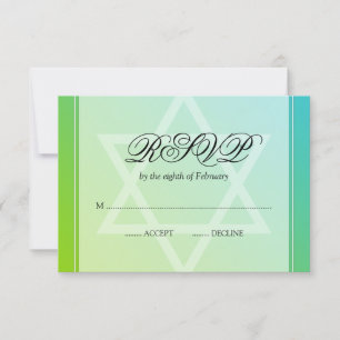 Teal Lime Green Star of David Bat mitzvah OSA Kort