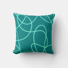 Teal Line Art Kudde