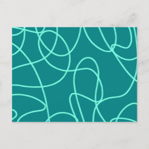 Teal Line Art Vykort