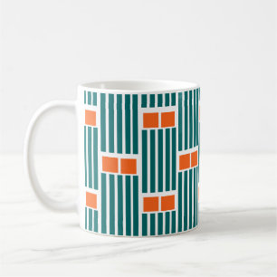 Teal Linjer och Boxes Coffee Mugg