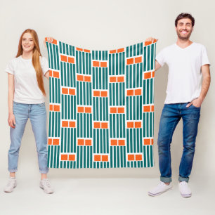 Teal Linjer och Boxes Fleecefilt