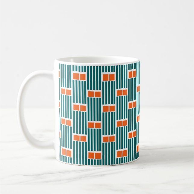 Teal Linjer och Boxes Kaffemugg (Vänster)