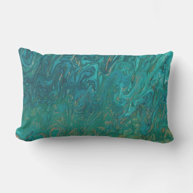 Teal Liquid Färg Flow Lumbar Pillow Lumbarkudde (Framsida)