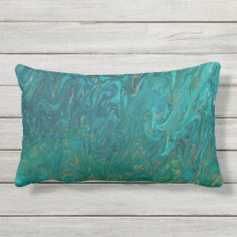 Teal Liquid Färg Flow Lumbar Pillow Lumbarkudde