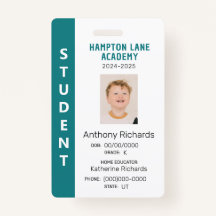 Teal Lodrät Rand Homeschool Student ID Badge