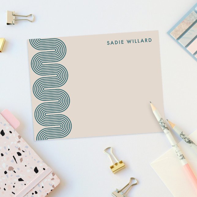 Teal Lombard Wavy Lines Modern Stationery Card Anteckningskort (Skapare uppladdad)