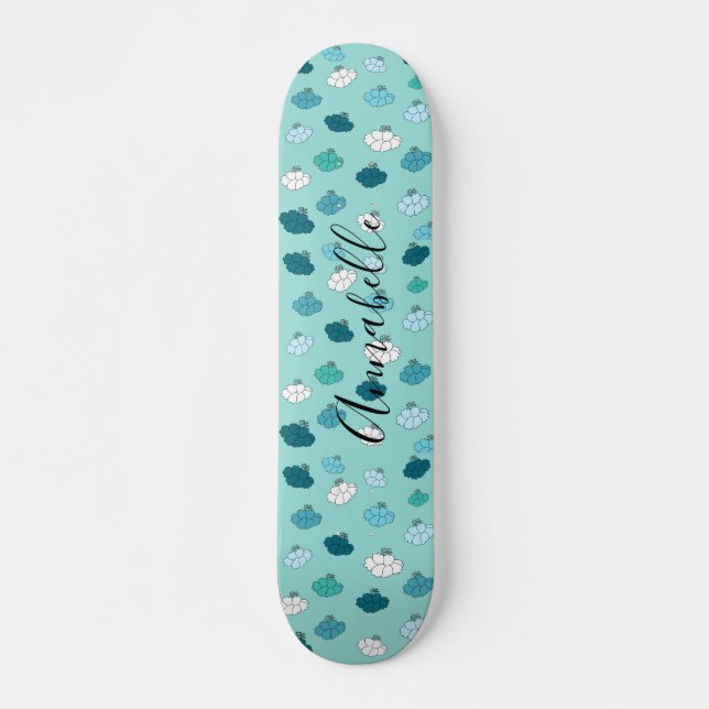Teal Lotus Flower Vatten Buddhist Skateboard (Framsida)