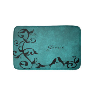 Teal Lovebird Personlig Bath Mat Badrumsmatta