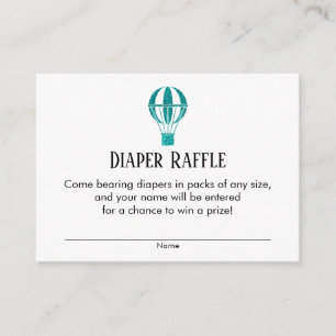 Teal Luftballong Diaper Raffle Biljett cards Tilläggskort