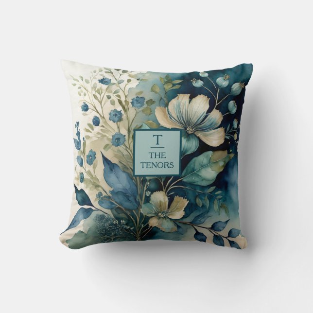 Teal Lugn: Botanisk Lycka Kudde (Framsida)