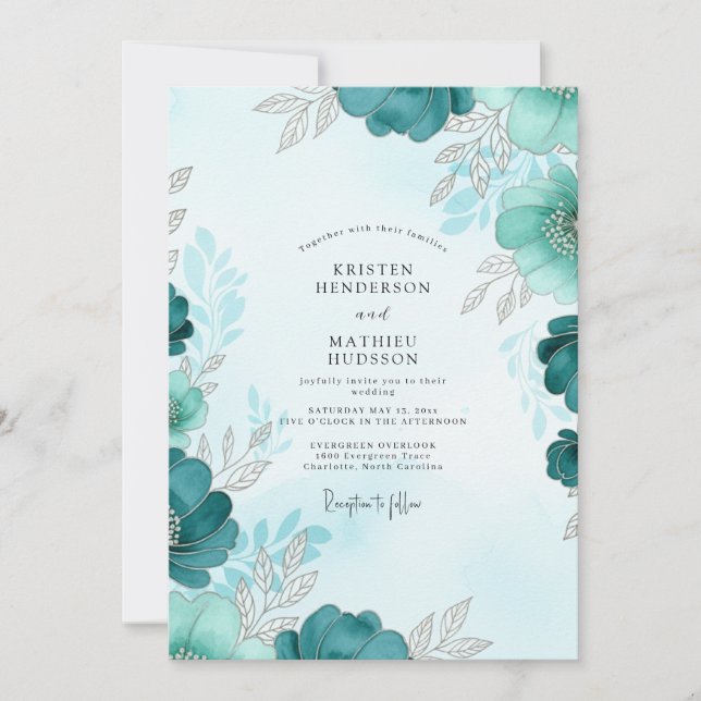 Teal Luminous Winter Wedding Inbjudningar (Framsida)