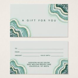 Teal Luxe Chic Glitter Agate Geode Gift Card Visitkort