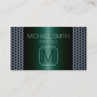 Teal Luxury Stainless Metall Monogram Visitkort