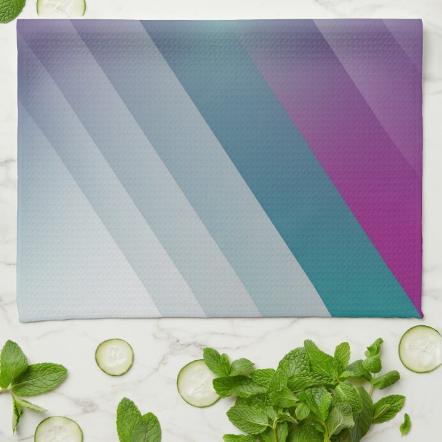 Teal magenta grått trianglar kökshandduk (Vikta)