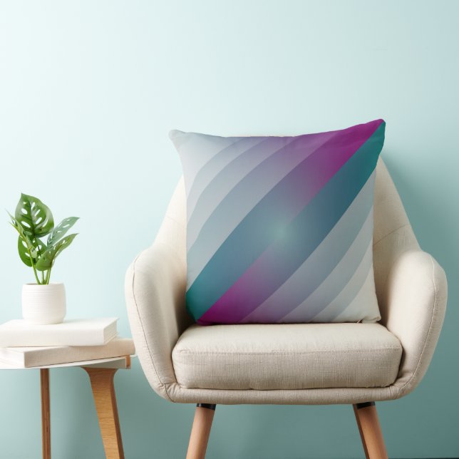 Teal magenta grått trianglar kudde (Stol)