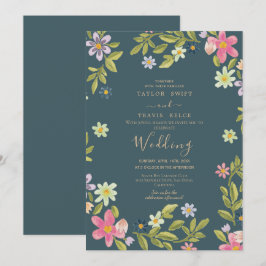 Teal Magnolia-bröllopsinbjudan Inbjudningar