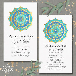 Teal Mandala Energy Healer Yoga Reiki Spa Visitkort