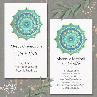 Teal Mandala Energy Healer Yoga Reiki Spa Visitkort