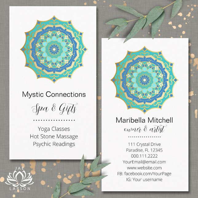 Teal Mandala Energy Healer Yoga Reiki Spa Visitkort (Skapare uppladdad)