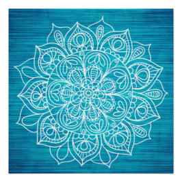 Teal Mandala Flower Design Poster Perfect Poster
