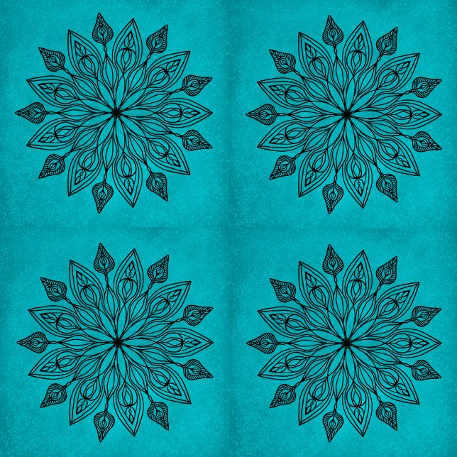 Teal Mandala Tile Helig Geometry Nature Design Kakelplatta (Skapare uppladdad)