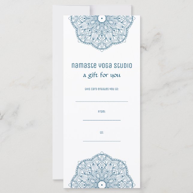 Teal Mandala Yoga Henna Artist Reiki Spa Gift Cert (Framsida)