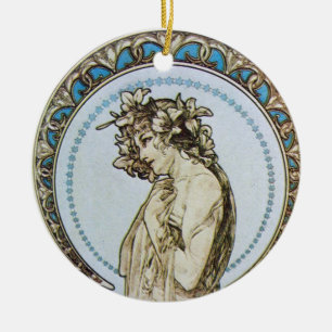 Teal Måne Goddess Julgransprydnad Keramik