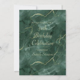 Teal Marble 50 Birthday Inbjudningar